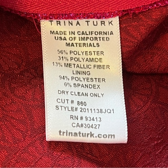 Trina Turk 'Loveliness' Metallic Jacquard Babydoll Top Pink Jewel Sz 12 Retro - Picture 9 of 12